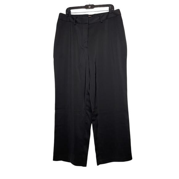Quince Dress Pants Wide Leg Womens 16 Black Plus Size Trousers Career Office - Picture 1 of 13